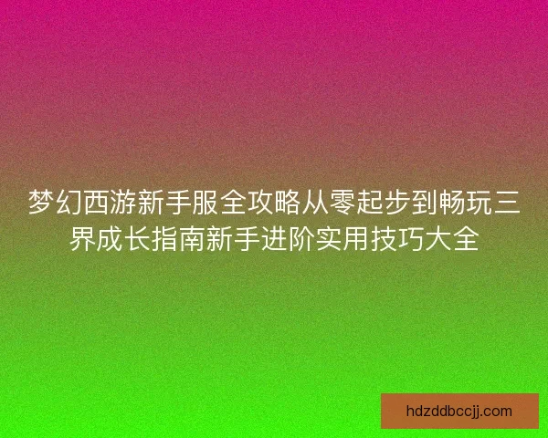 梦幻西游新手服全攻略从零起步到畅玩三界成长指南新手进阶实用技巧大全
