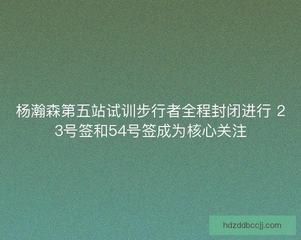杨瀚森第五站试训步行者全程封闭进行 23号签和54号签成为核心关注