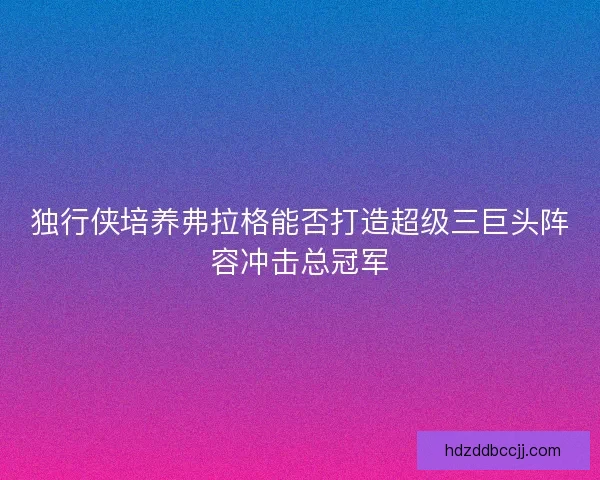 独行侠培养弗拉格能否打造超级三巨头阵容冲击总冠军